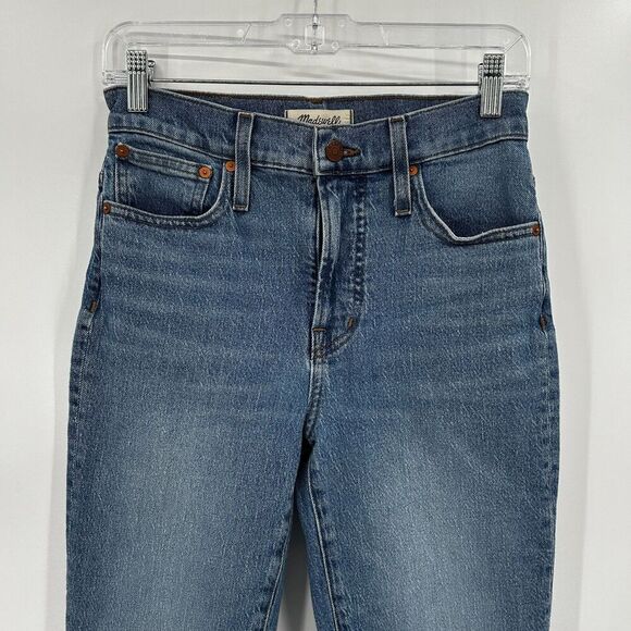 MADEWELL The Perfect Vintage Jeans Raw Hem High Rise Rigid Denim Size 26 Petite - Picture 6 of 12